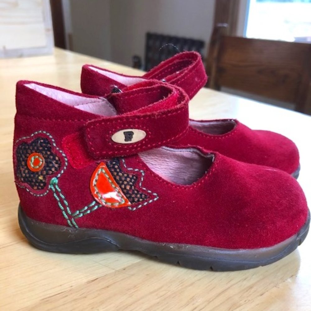 Super cute red Falcotto toddler shoes.  Size 20 EU (4.5 in US sizing)